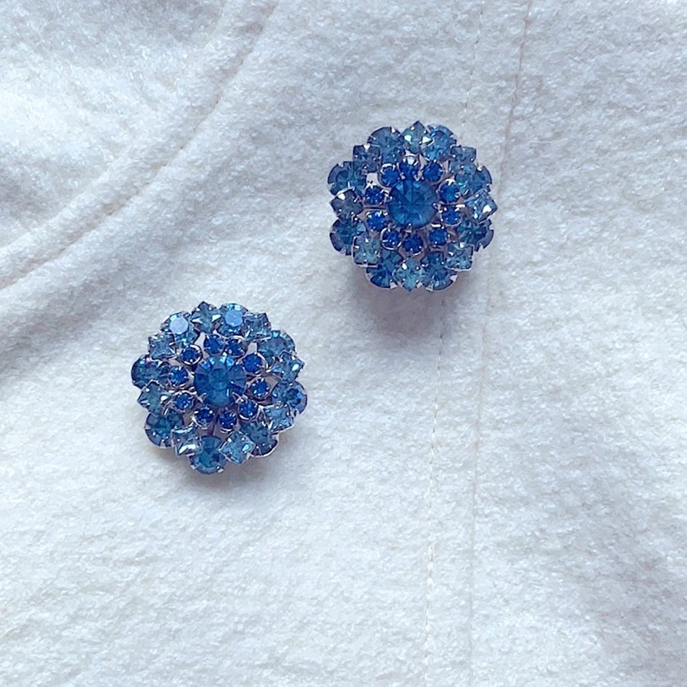Pair of Vintage Blue Stone Brooches